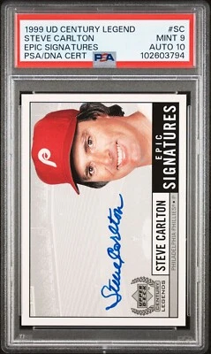 UD Century Legend Epic Signatures SC Steve Carlton 1999 PSA 9 automático 10 5246 Foto 1 de 2