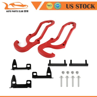 For 2009-2019 Dodge Ram 1500 Red Steel NEW Upgrated Heavy Duty Front Tow Hooks - Image 1 of 4