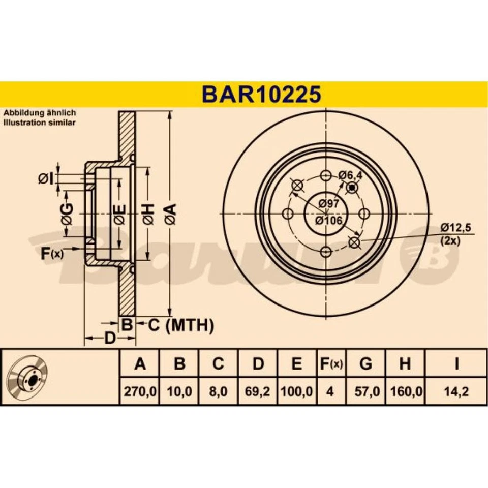 BARUM 2X Discos De Freno Traseros Ø270 Mm Completo Para Opel Vectra B J96 31 38 - Imagen 1 de 1