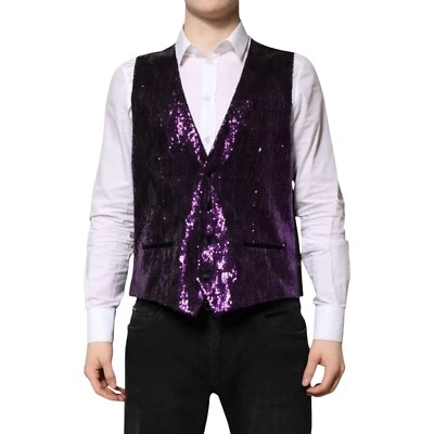 DOLCE & GABBANA Vest Purple Sequined Dress Formal Waistcoat IT48/US38/M 1500usd - Image 1 of 4