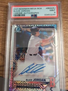 2021 Bowman Chrome Mega Box BLAZE JORDAN AUTO autografo rifrattore #BMA-BJ PSA 9 - Foto 1 di 2