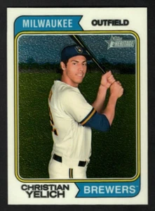 Christian Yelich 2023 Topps Heritage #210 Chrome SP 98/999 Milwaukee Brewers - Picture 1 of 2