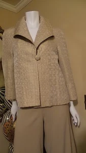 *NEW* ST. JOHN BEAUTY *BEIGE BROWN* ¾ Sleeve Jacket Blazer Sz 6 or 8 Rt $895. - Picture 1 of 12