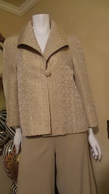 *NOVO* ST. JOHN BEAUTY *BEGE MARROM* Blazer Jaqueta Manga 3/4 Tamanho 6 ou 8 Rt $895. - Imagem 1 de 4