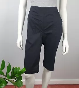 Blue Illusion Size S 10 Bermuda Casual Shorts Cotton Black Pockets Knee Length - Foto 1 di 11