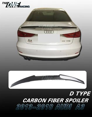 Alerón de fibra de carbono para Audi A3 S3 RS3 2014-2020 sedán 4 puertas tipo D Foto 1 de 4