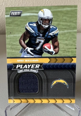 MIKE WILLIAMS 2017 PANINI PLAYER OF THE DAY GAME USED WORN JERSEY RC CHARGERS - Image 1 of 2