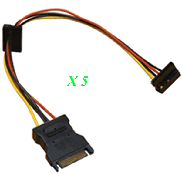 SATA power extension/splitter  cable adapter Lot 5 SATA power Y Rt. angle female - Image 1 of 1