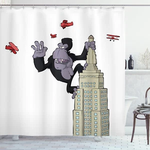 Animal Shower Curtain King Monkey Cartoon Print for Bathroom - Picture 1 of 8