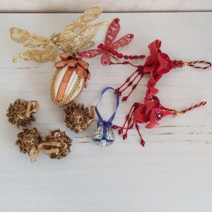 Beaded Christmas Hanging Clip On Ornament X10 Decoration Multicoloured Sequins - Picture 1 of 24