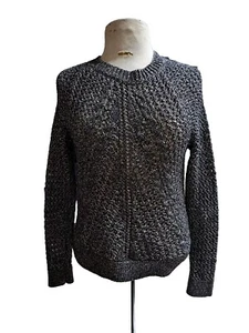 Lucky Brand Women Small Sweater Metallic Gray LS Crotchet Open Knit Pullover Top - Picture 1 of 7