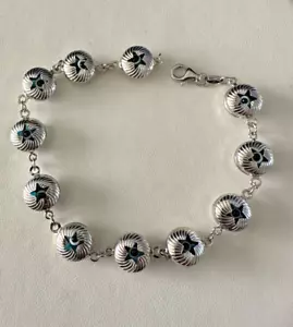 14kt white gold blue evil eye bracelet 7.25 long. - Picture 1 of 8