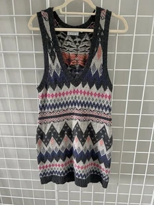 Kimchi&Blue Women’s Sweater Dress Size Small Argyle Ramie Rabbit Hair - Picture 1 of 9