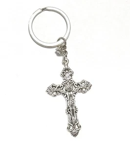 Llavero Crucifijo Católico Tono Plata INRI Jesús Cruz Religioso Llavero Rosario - Imagen 1 de 3