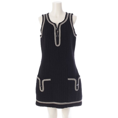 CHANEL 07A Linea Sportiva Lana COCO Mark Trimmed Senza Maniche Pezzo Unico P31600 Bl...