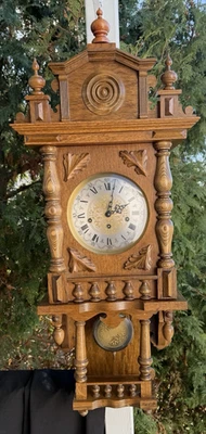 Reloj de pared oscilante vintage 1979 Franz Hermle alemán Westminster timbre libre video Foto 1 de 4