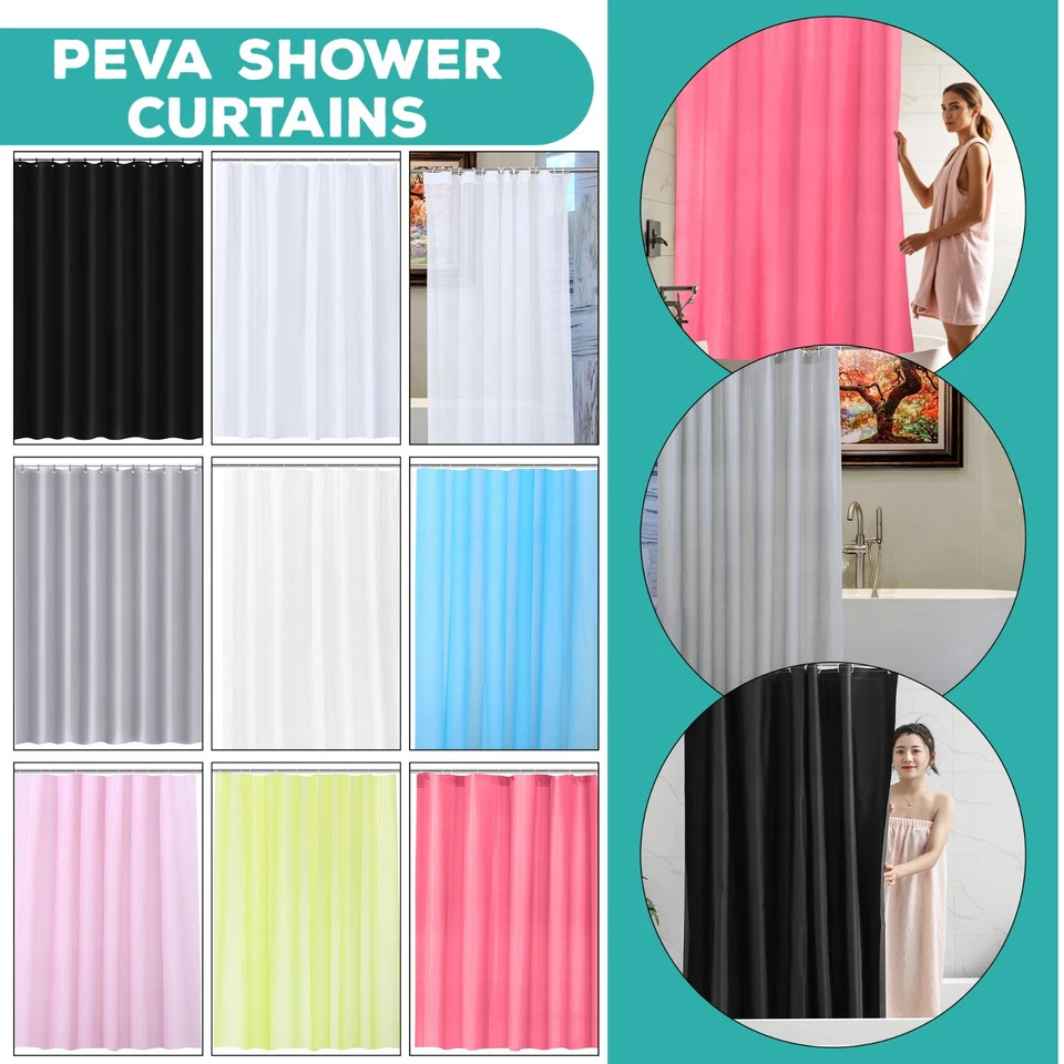 Shower Curtain Waterproof Mould Proof Bathroom Curtains with Hooks 180x180cm - Image 1 of 1