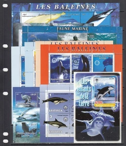 Killer whales Dolphins Chad Congo Eritrea Small Collection 10 M/s & S/s perf Lot - Picture 1 of 5