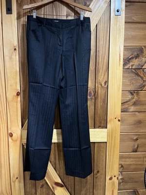 Women's Bogari Black Dress Pants with Brown Stripes Size 8 75% Silk 7BLF-948 NWT - Image 1 of 4