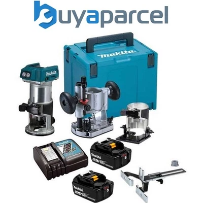 Makita DRT50RTJX2 18v Cordless Brushless Laminate Router Trimmer Plunge Base 5ah - Image 1 of 4