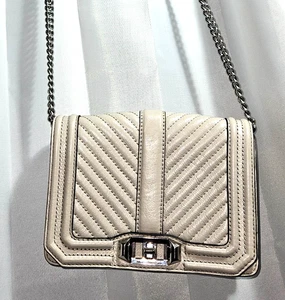 REBECCA MINKOFF Borsa Beige Pelle Trapuntata Slim Tracolla Love - Foto 1 di 13