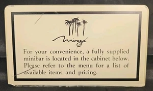 The Mirage Hotel Casino Las Vegas Minibar Kunststoff Hotelzimmer Schild - Bild 1 von 6