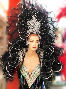 Da NeeNa H910 Waterfall Ruffle Organza Showgirl Backpiece Shoulder Piece - Picture 1 of 6