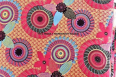 Indian 10 Yard Fabric Screen Print Handmade Cotton Multi Color Floral Print Boho - Image 1 of 4