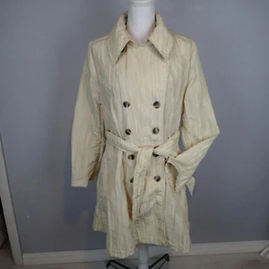 Isaac Mizrahi for Target Women's L Trench Coat belted Buttoned Cream Jacket - Picture 1 of 12