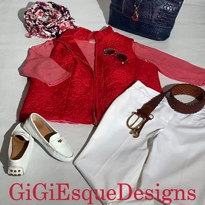 Charter Club Red Vest 2X/ Preswick&Moore Women Sport Red/White Stripped Shirt 2X - Image 1 of 4