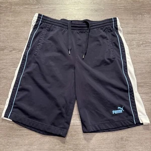 Puma Shorts Mens Small Blue White Drawstring Lounge Casual Logo Adult Vintage - Picture 1 of 8