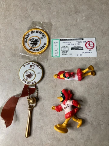 San Diego Padres Lot: Ticket, Chicken, Stadium Souvenirs 70s-90s Cover