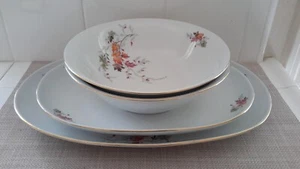Vintage Bareuther Bavaria Serving Bowls/Platers Fall Leaves Golden Trim Set of 4 - Picture 1 of 15