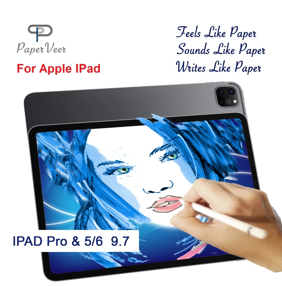 PaperVeer Matte Finish Film Anti-Glare Screen For Apple iPad Pro/Air 1&2 9.7  - Image 1 of 4