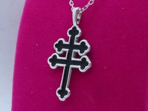 COLLANA CROCE LORENA ARGENTO 925 MAGNUM PI NECKLACE LORRAINE PENDANT ENAMEL - Picture 1 of 2