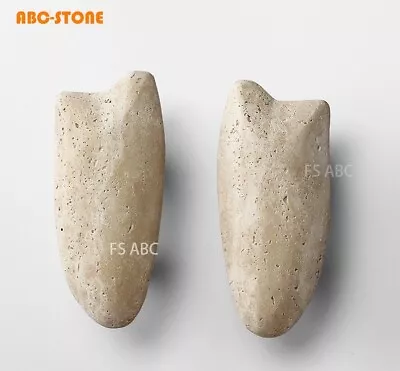 2 Pcs Natural Rome Travertine Door Handles Decorative Vintage Doorknobs - Image 1 of 4