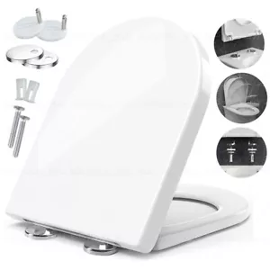 D-Form WC-Sitz mit Absenkautomatik Toilettensitz Klobrille Soft-Close Funktion - Bild 1 von 16