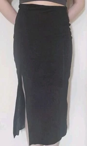 Falda midi vintage de cuero negra Evan Davies - Imagen 1 de 15