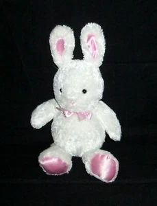 Carters Just One Year White Bunny Plush Pink Satin Feet Polka Dot Bow 99390  - Picture 1 of 2