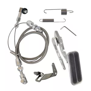 Universal Street Hot Rod Aluminum Gas Pedal + 24" SS Throttle Cable & Spring Set - Picture 1 of 10