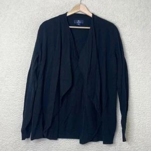 NWT Lands End Womens Black Cashmere Longsleeve Open Waterfall Cardigan XSMALL - Picture 1 of 4