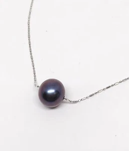 10.4 mm Freshwater Black Pearl Pendant with Chain - Picture 1 of 2