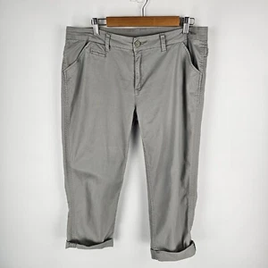 Witchery Pants Womens 14 Cropped Grey Chino Cotton Blend Rolled Cuff Pockets - Picture 1 of 8