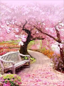 5D Diamond Painting Drill Embroidery Cross Stitch Art Craft Tool Kit Sakura Tree - Picture 1 of 12