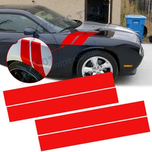 2x Red Car Hood Fender Stripe Decal Sticker For Dodge Challenger Charger Durango - Picture 1 of 12