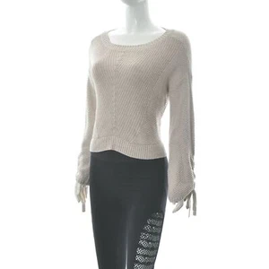 Hollister California Women's Lace Up Drop Sleeve Cropped Top Chunky Knit Size XS - Picture 1 of 6