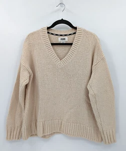 Suéter Victoria's Secret ROSA Para Mujer S Crema Grueso Tejido Gran Tamaño Cuello en V-LEER - Imagen 1 de 6