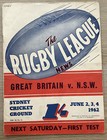 RUGBY LEAGUE INTERNATIONAL PROGRAMME GREAT BRITAIN v NSW 1962
