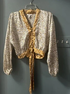 TopShop blusa floreale manica lunga crop taglia 4 - Foto 1 di 4