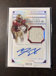 Mario Edwards Jr National Treasures Collegiate Rookie Patch Auto �� FSU #20/25TEXANS - Bild 1 von 6